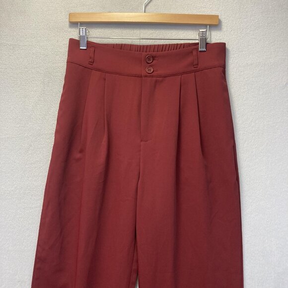 Halara Pleated Wide Leg Pants Womens Medium Petite MP Red High Rise Elastic - Picture 8 of 14